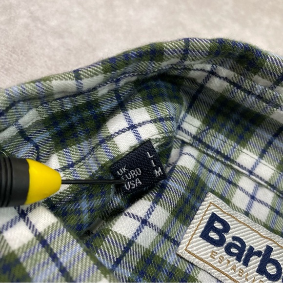 Barbour Shirt Men's M Plaid Flannel Eco 3 Tailored Shirt Button Down Casual - Picture 11 of 16
